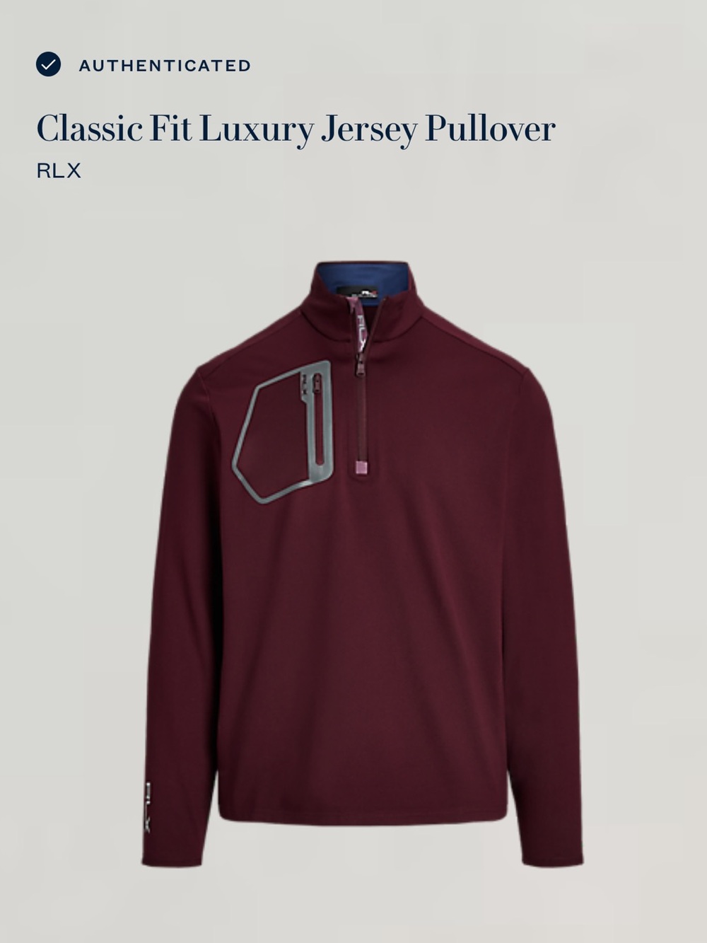 RLX Ralph Lauren Quarter‑Zip Performance Pullover Classic Fit Maroon Athletic